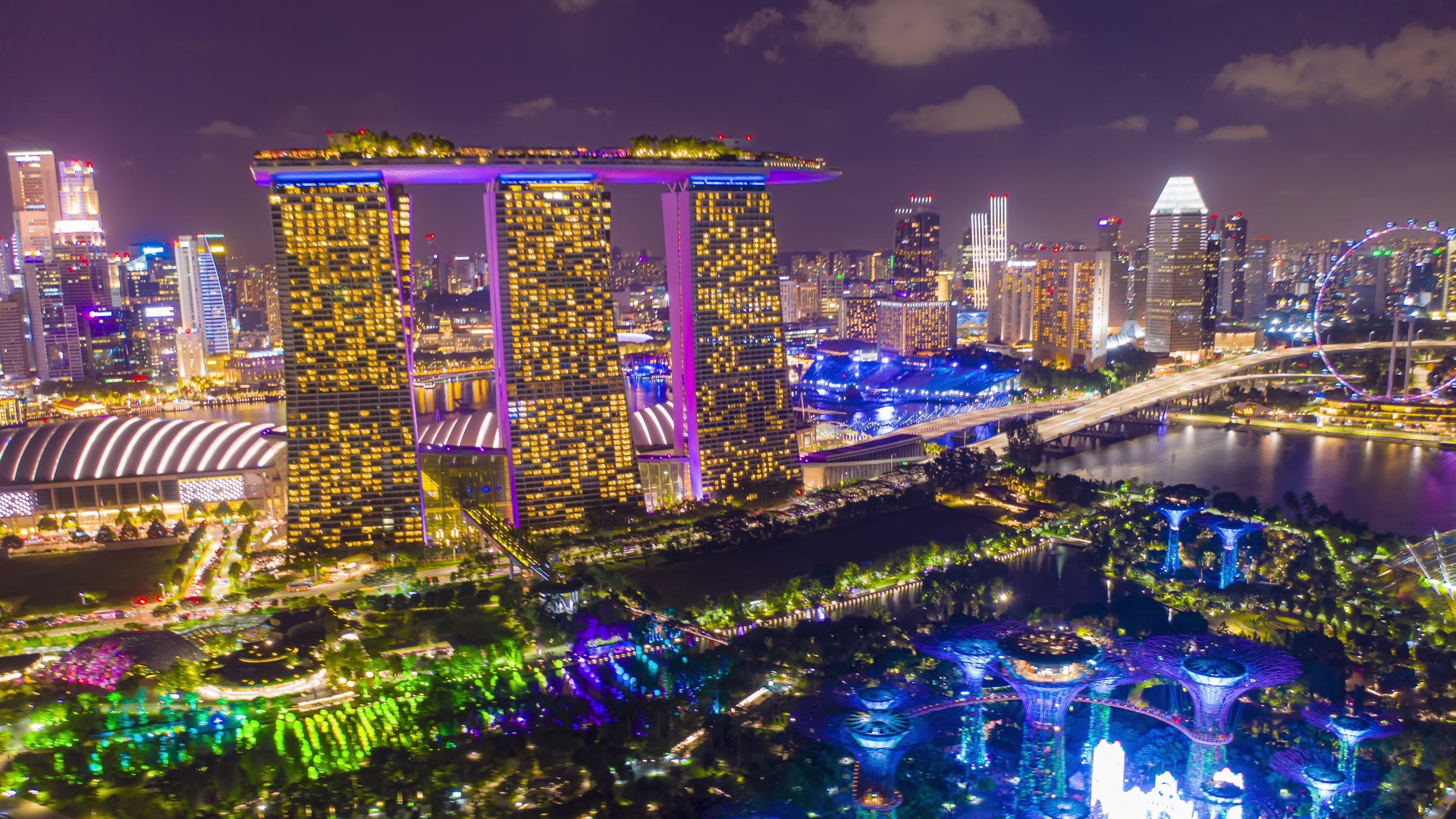 The Singapore skyline at Marina Bay